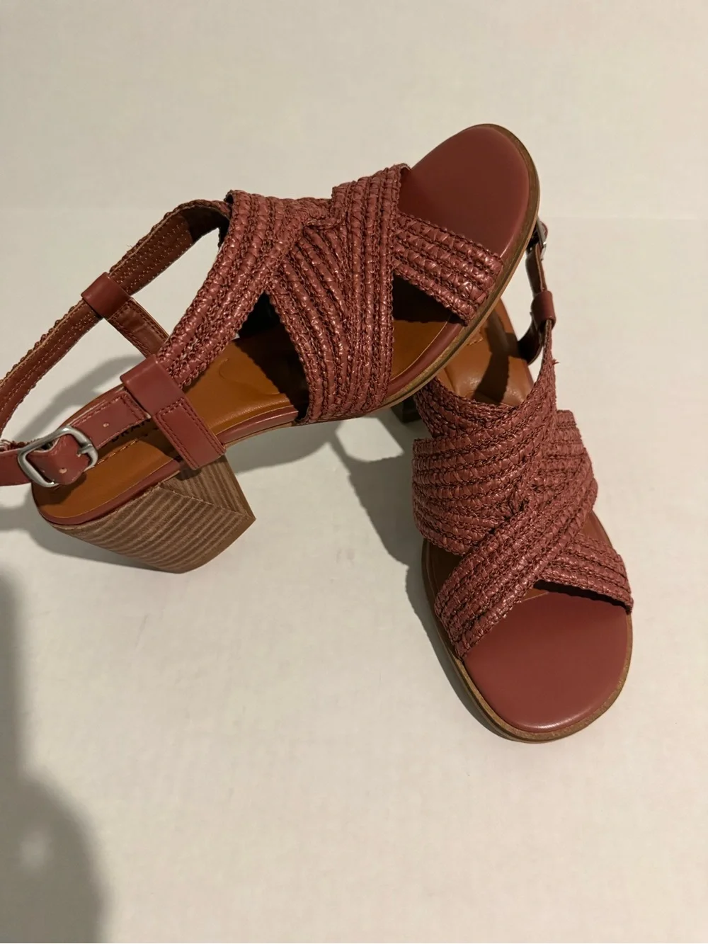 Lucky Brand Women's Braided Wedge Sandals - Rust Brown Size 9.5 NEW